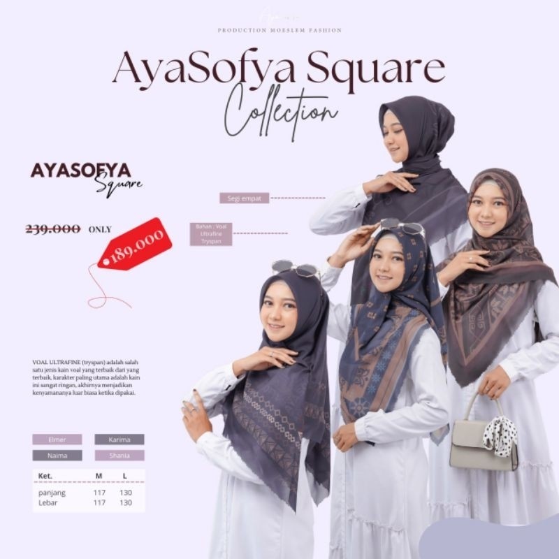 Square Motif Jilbab Syari Scarf Segiempat Premium Voal Ultrafine By Aya Sofya