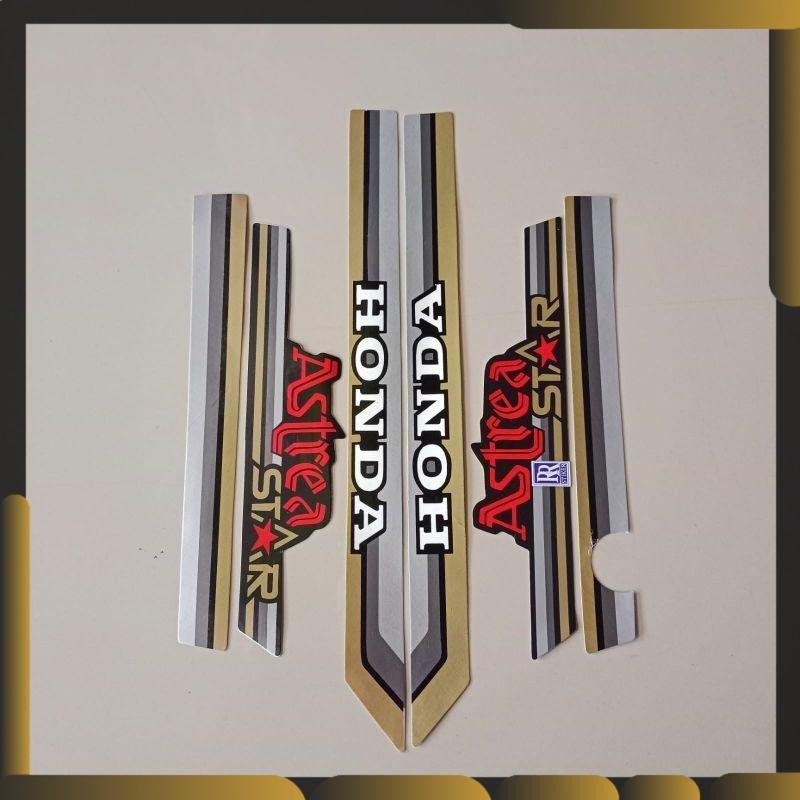 striping honda astrea star 1987 silver gold list body standar