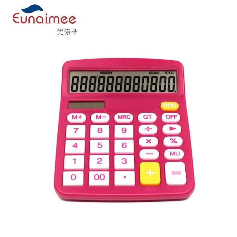 

12 Digit Desk Calculator Large Buttons Financial Business Accounting Tool Rose Red Color For Office School Gift
