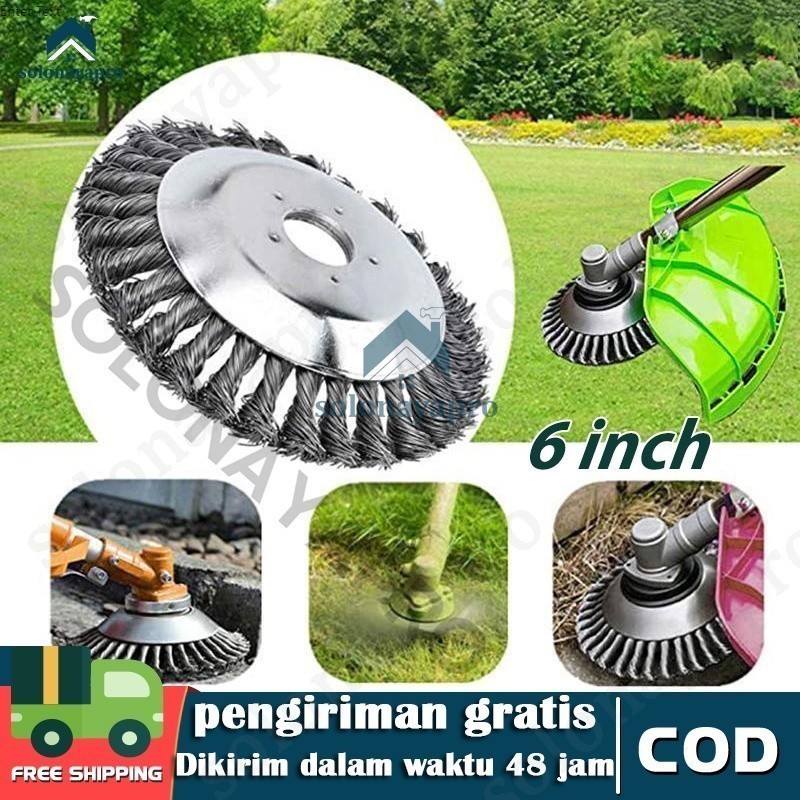 6 Inch Kepala Sikat Pisau Potong Rumput Bahan Kawat Baja Untuk Mesin Pemotong Rumputma/Pisau Rumput 