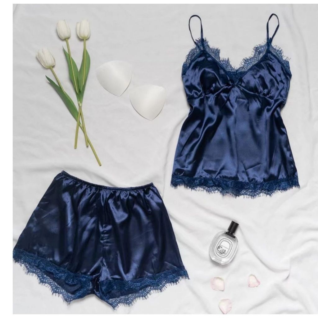 Baju Tidur/Vee-lingerie silk set celana pendek premium/baju tidur/baju tidur celana pendek/baju tidu