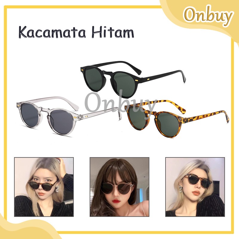 Kacamata Hitam Retro Gaya Wanita Dan Pria Bulat Kecil Vintage Punk Kacamata Bulat