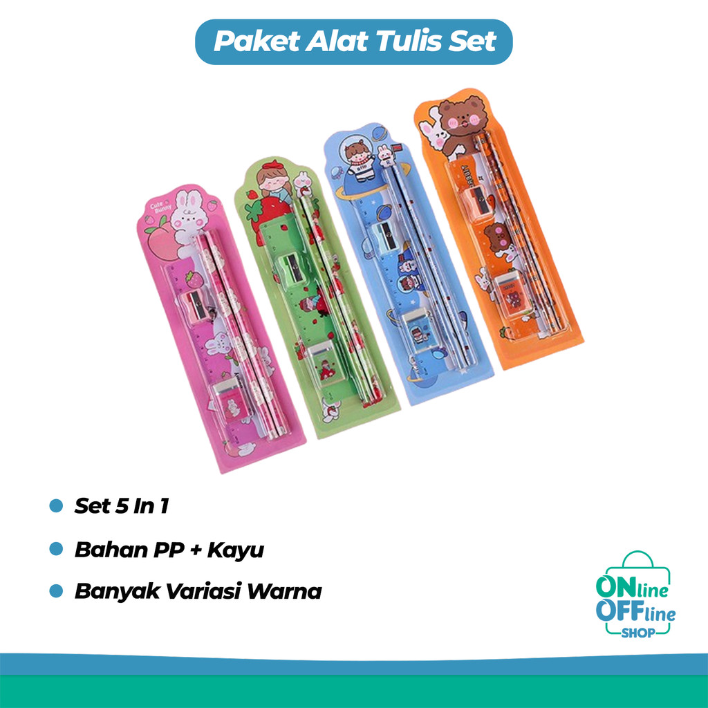 

Set Alat Tulis Sekolah Varian Warna Warni Paket Alat Tulis 5 in 1 Mini Stationary 1018