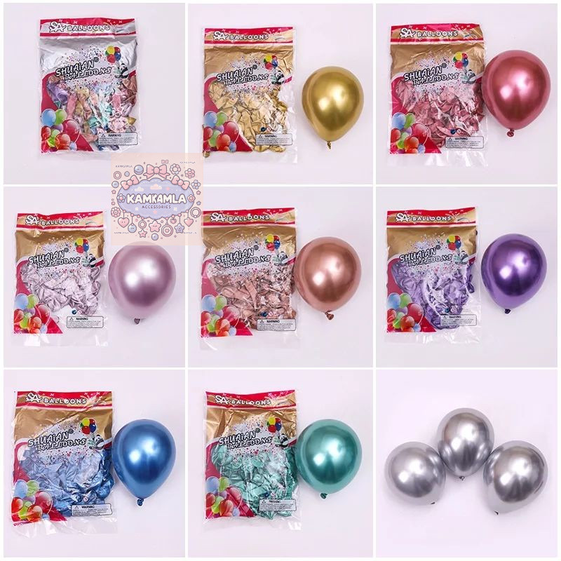 KKL GROSIR Balon latex metalik chrome / balloon chrome 12inch per pack isi 50pcs