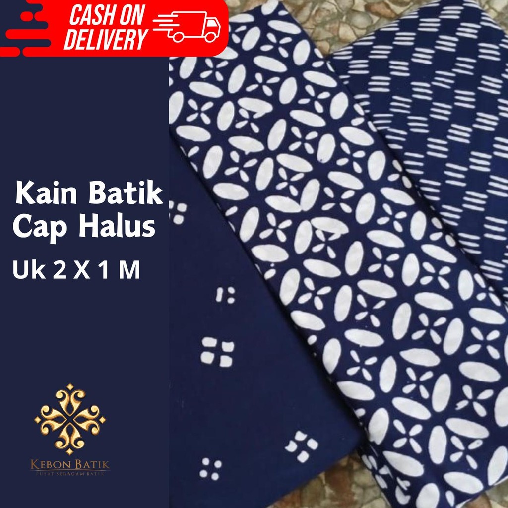 Kain Batik Cap Solo Warna Biru Dongker Bahan Katun 2502260002