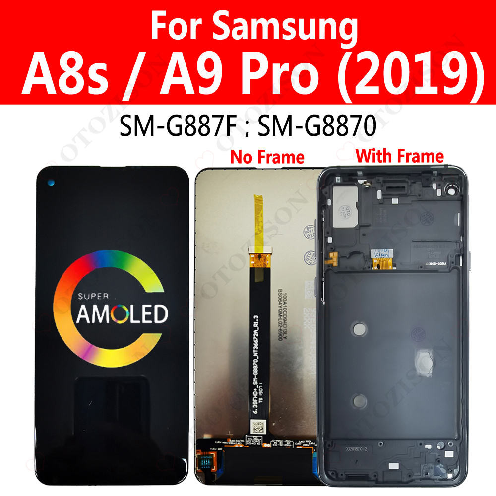 Super AMOLED A8s LCD For SAMSUNG Galaxy A9 Pro 2019 LCD With Frame SM-G887F G8870 Display Digitizer 