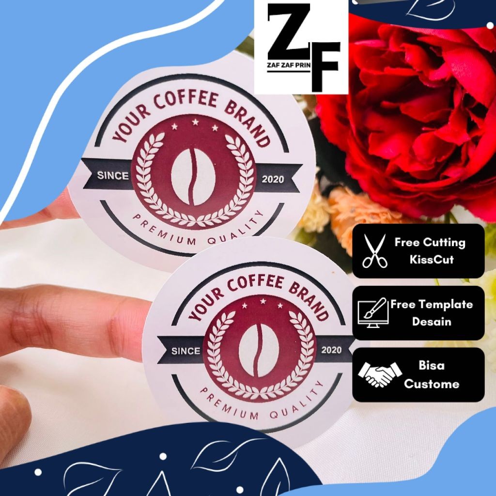 

ZAF Sticker Print Cetak Label Murah Edisi Coffe Stiker Produk Kemasan Botol Cup Coffee Kopi Uk.Kecil