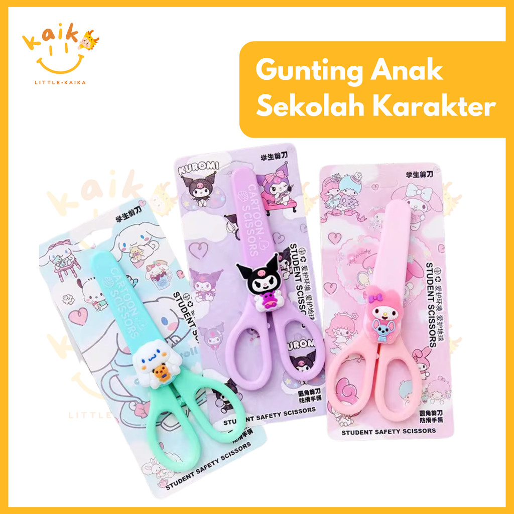 

LITTLE KAIKA | AT13 Gunting Motif Karakter Lucu Sanrio Alat Tulis Anak Sekolah Kartun DIY Kertas Tangan Kantor ATK Scissors Mini Gunting Kuromi Melody