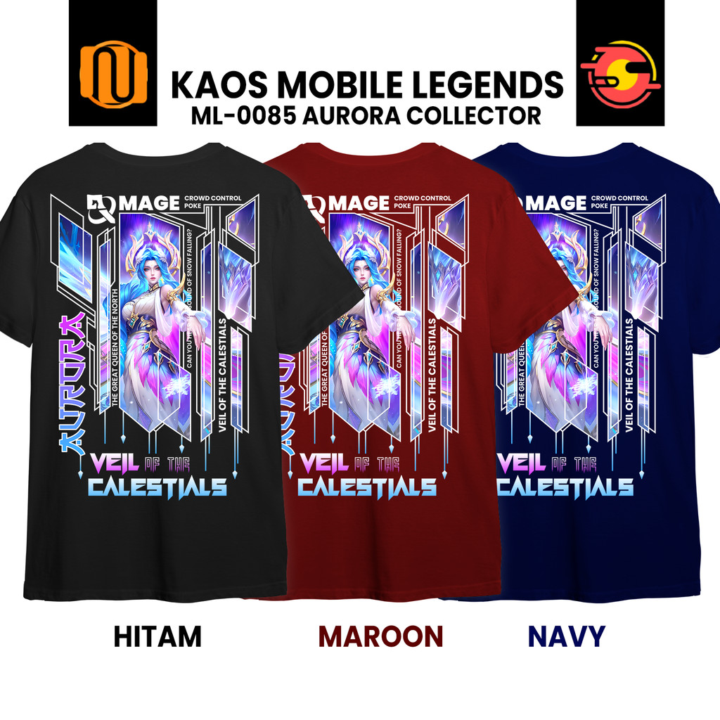 Nuhifa Store Kaos AURORA COLLECTOR Mobile Legeds Lengan Pendek Hitam Cotton   Distro Skin ML MLBB