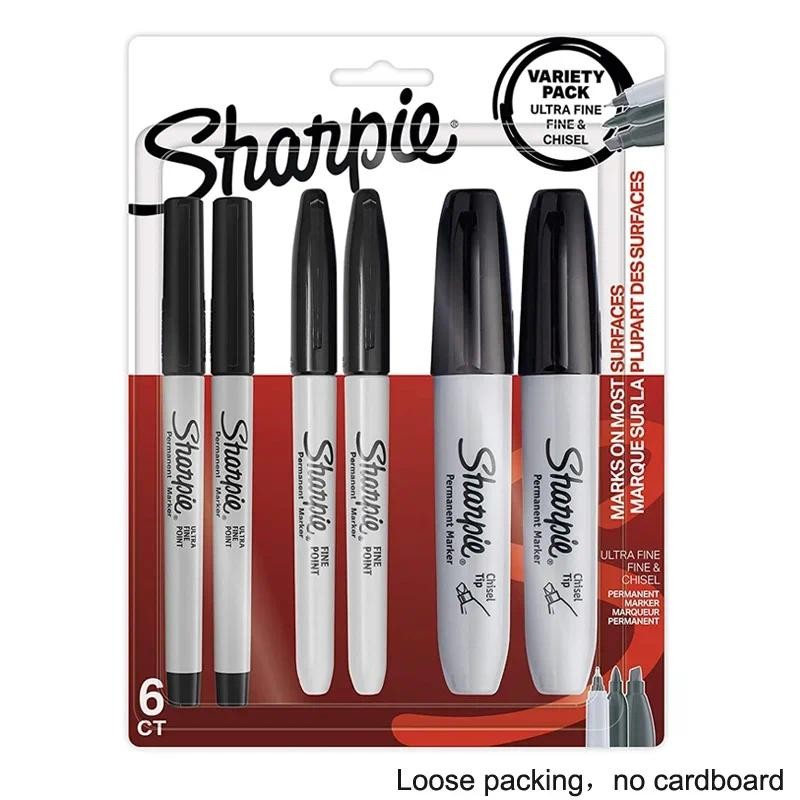 

6pcs Sharpie Permanent Markers Featuring Fine Ultra Fine and Chisel Point Markers Black Oil Ink Office School Painting Supplies