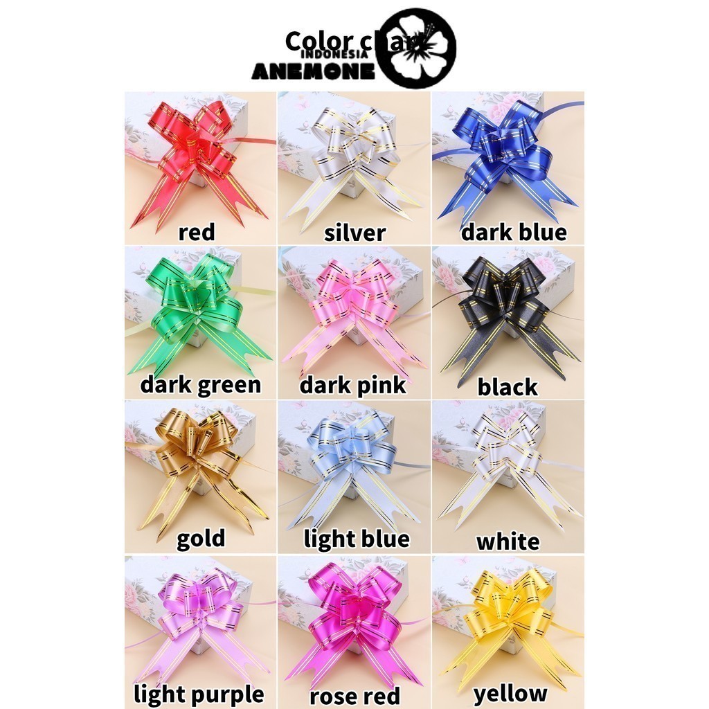 

ANEMONE - (1pack) Pita Tarik Motif / Pita Serut Motif Garis Lis Emas isi 10pcs Dekorasi