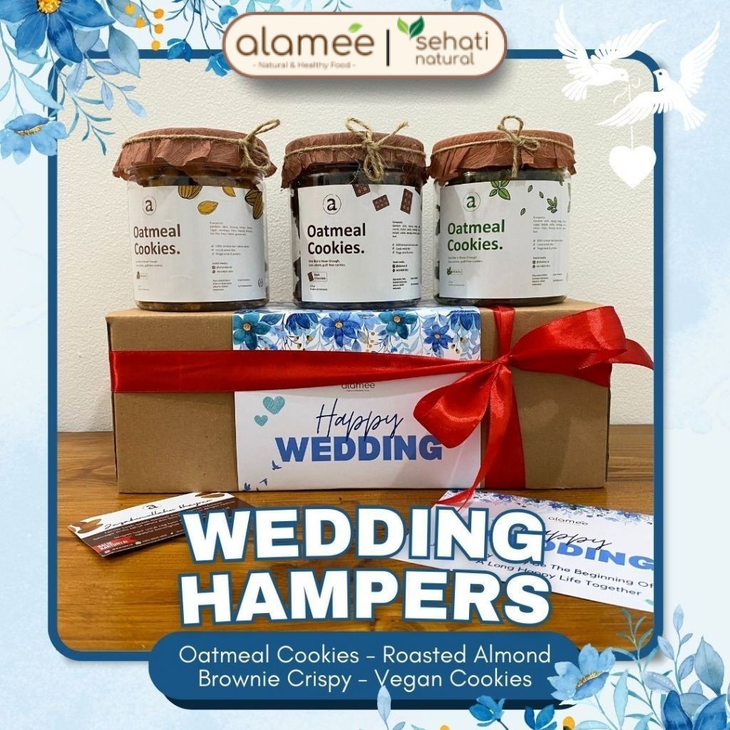 

ALAMEE Hampers Pernikahan Wedding Gift Kado Hadiah Cemilan Cookies Kacang Almond Parcel Nikahan Sehati Natural