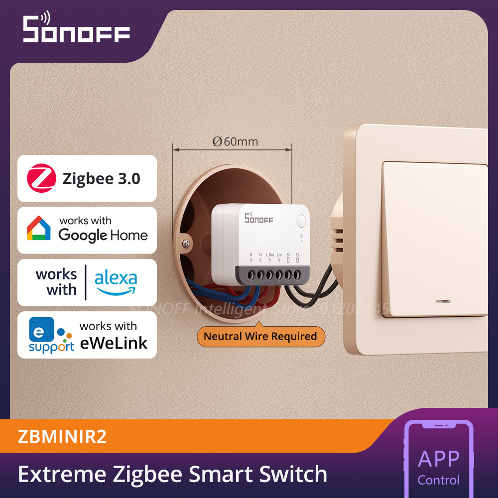 SONOFF ZBMINIR2 Extreme Zigbee Smart Switch External Switch APP Control Detach Relay Mode as Zigbee 