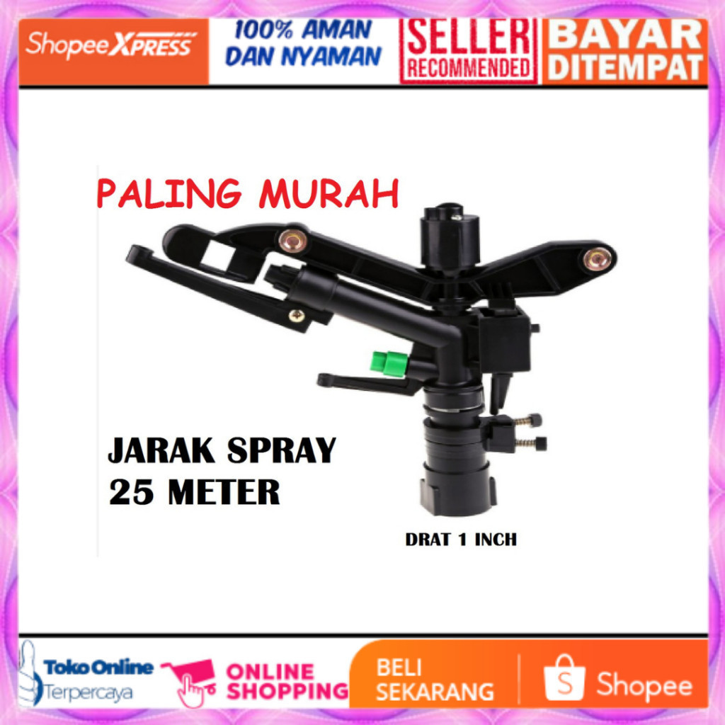 Sprinkler Big Gun Impact Rain Hidra 1 inci SprinklerGun Kincir air Alat Penyiraman Tanaman Sprinkler