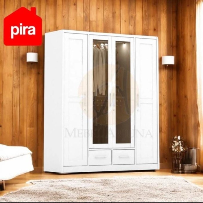 PIRA METROPOLIS -  SCHON 4P FGD MWD LEMARI PAKAIAN BESI 4 PINTU DENGAN LACI DAN LED