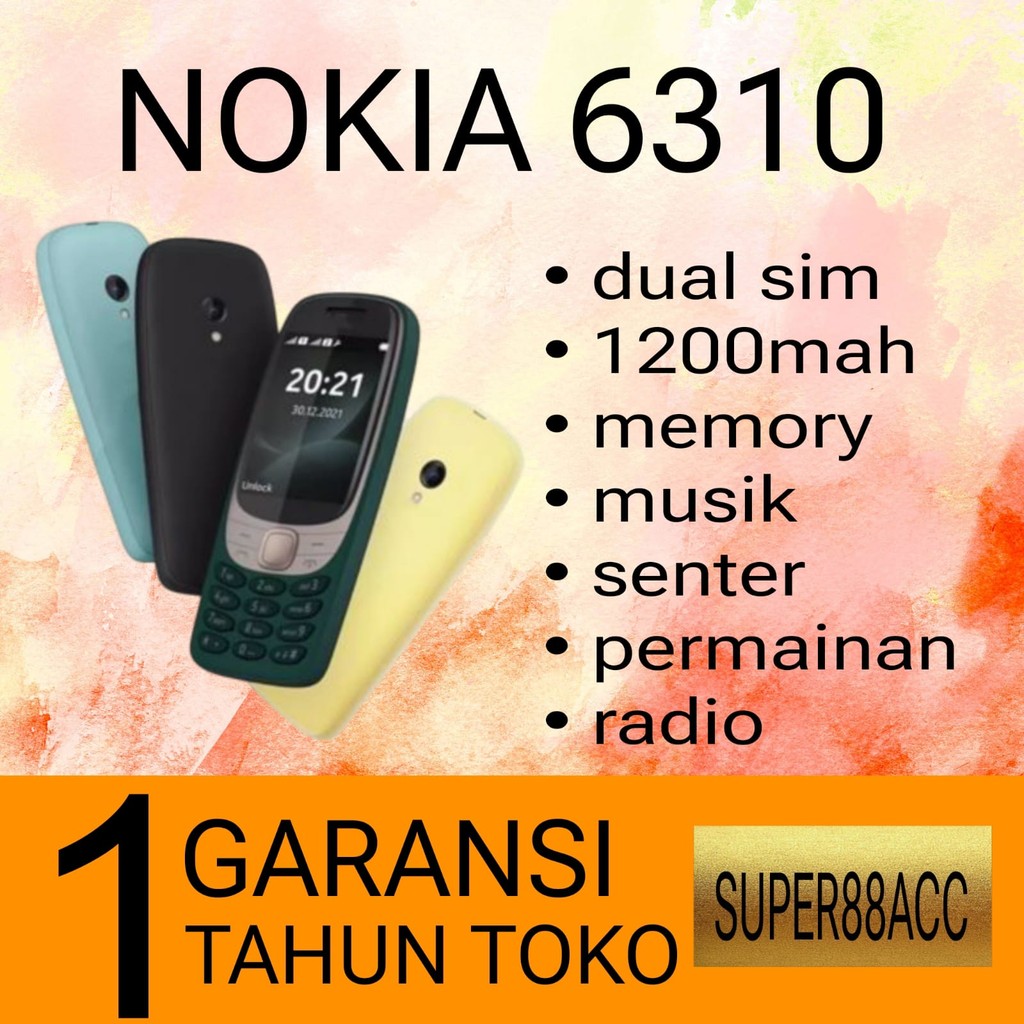 X61_ Hp Nokia 6310 2021 Baru [Garansi 1 Tahun] Kamera, Bluetooth, Musik, Radio, Slot