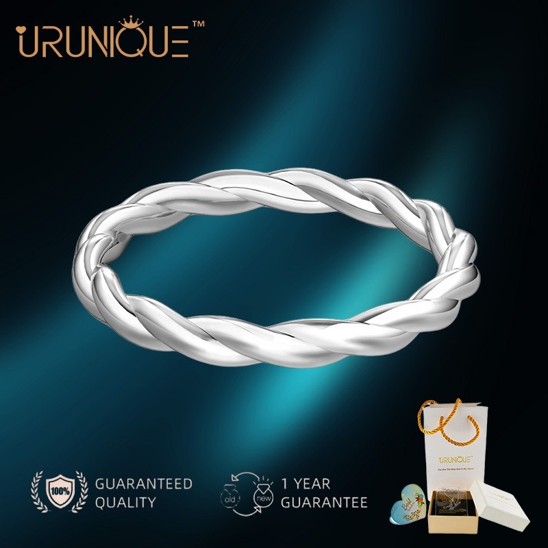 URUNIQUE Cincin Wanita Ring Perak Asli 100% Free Box Ring Birthday Gift