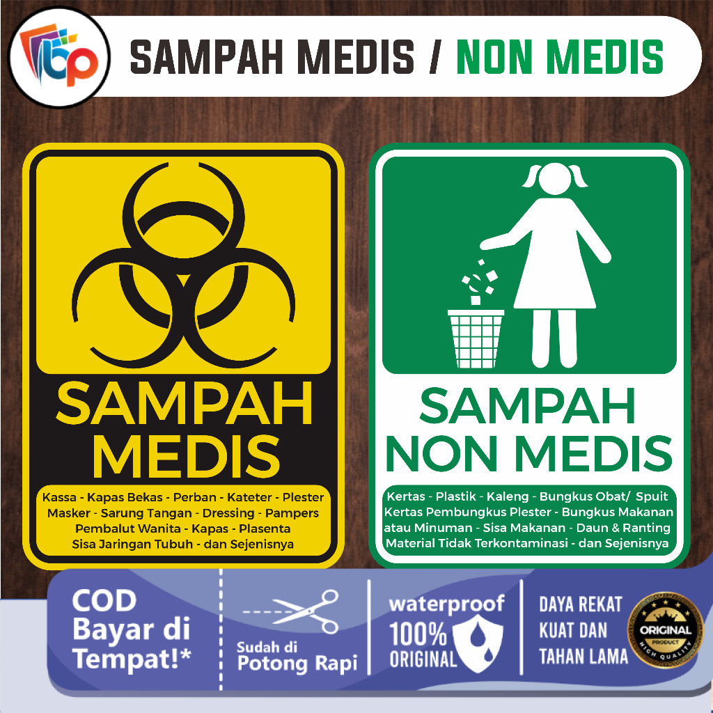 

Stiker Anti Air Sampah Medis / Non Medis Full Info Laminasi Glossy