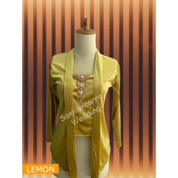 KEBAYA KUTUBARU BLUDRU POLOS WARNA LENGKAP - LEMON, S