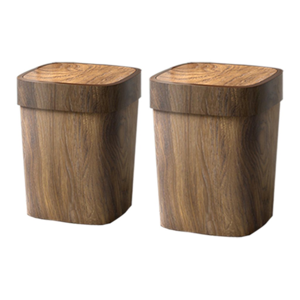 

Imitation Wood Trash Can Compact Waste Bin Rectangular Trash Bin Garbage Container Bin for Bedroom Living Room Study Room Office