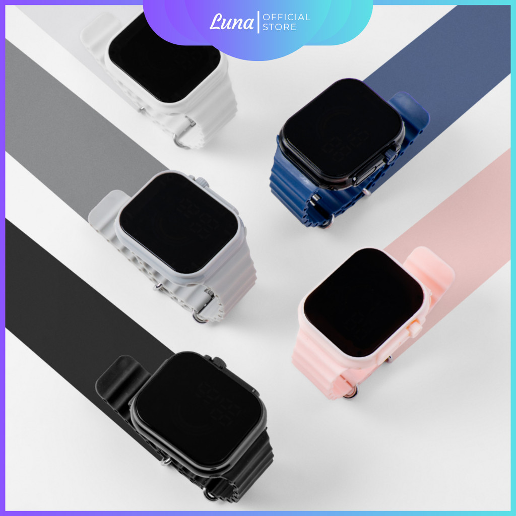 Jam Tangan Digital LED Wanita Pria Strap Rubber Apple Watch Ultra Jam Tangan Digital Couple