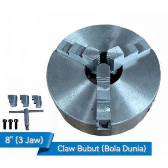 Claw Bubut 8" X 3 Jaw (Bola Dunia)
