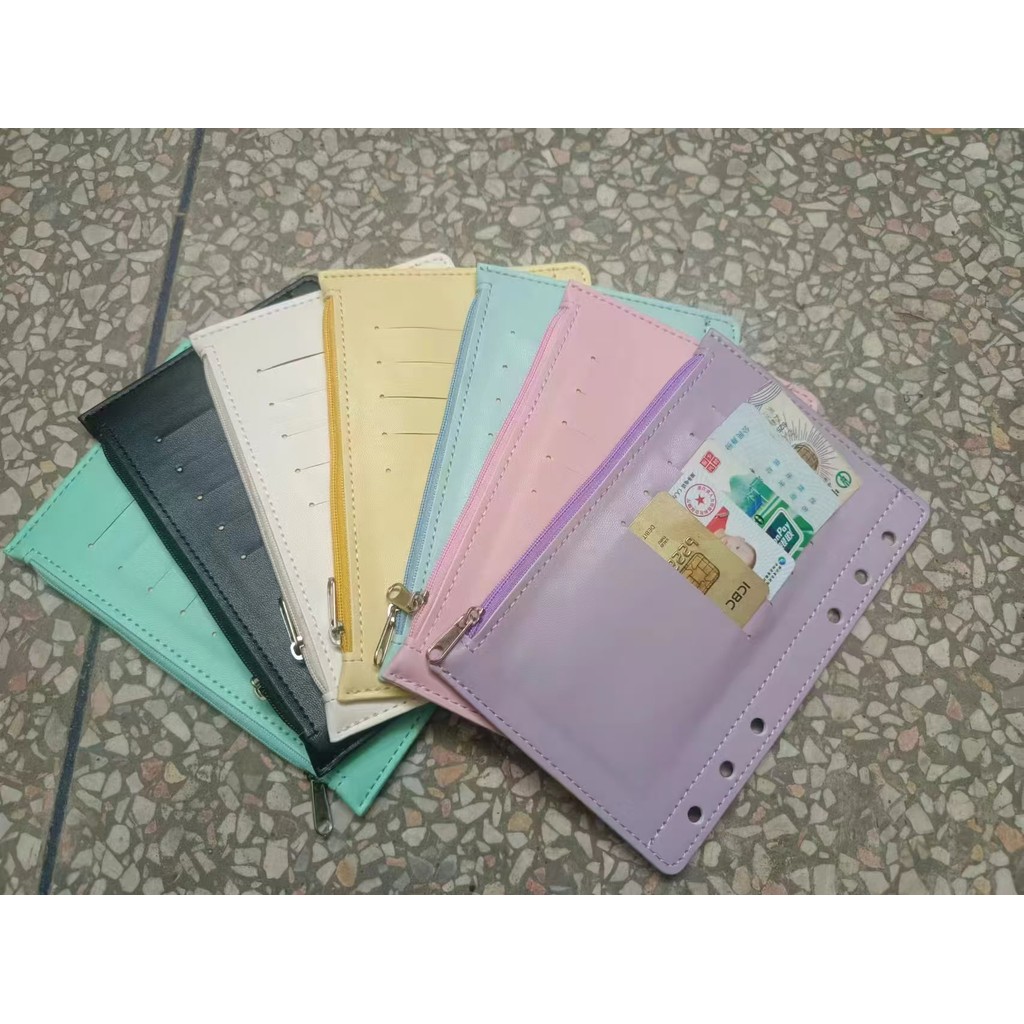 

A6 Pink 6-Ring Notebook Binder Loose Leaf Document Filing Bags DIY Document Bag Binder Rings PVC Storage Binding Folder