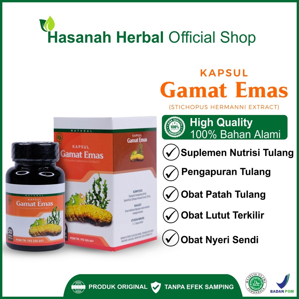 

Nutrisi Tulang Dan Sendi Gamat Emas Kapsul Obat Patah Tulang Pengapuran Tulang Nyeri Sendi Herbal