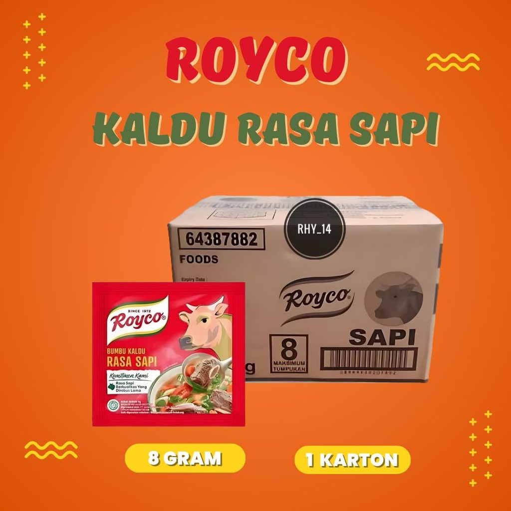 

1 Dus Bumbu Masak Royco Kaldu Bubuk Rasa Sapi/ ayam Isi 576 pcs x 8 gr / Bumbu Penyedap