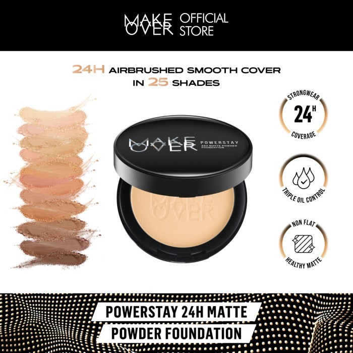 [ SPECIAL PRICE ] MAKE OVER Powerstay 24H Matte Powder Foundation -  Bedak Padat High Coverage Ringa