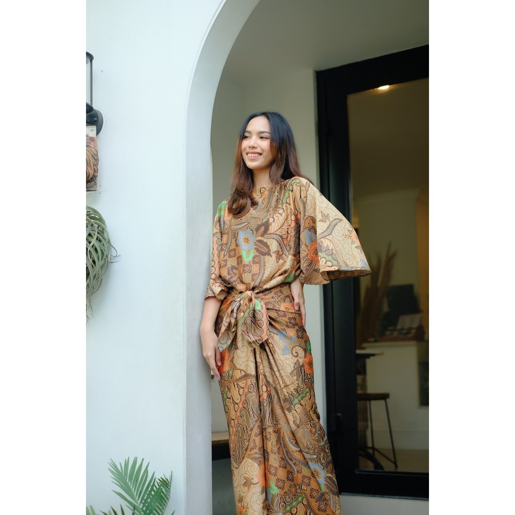 "SKY.LD" -  TERMURAH Kaftan Ikat Batik Dress Terbaru Couple set Kondangan Lebaran Raya Bunga Series 