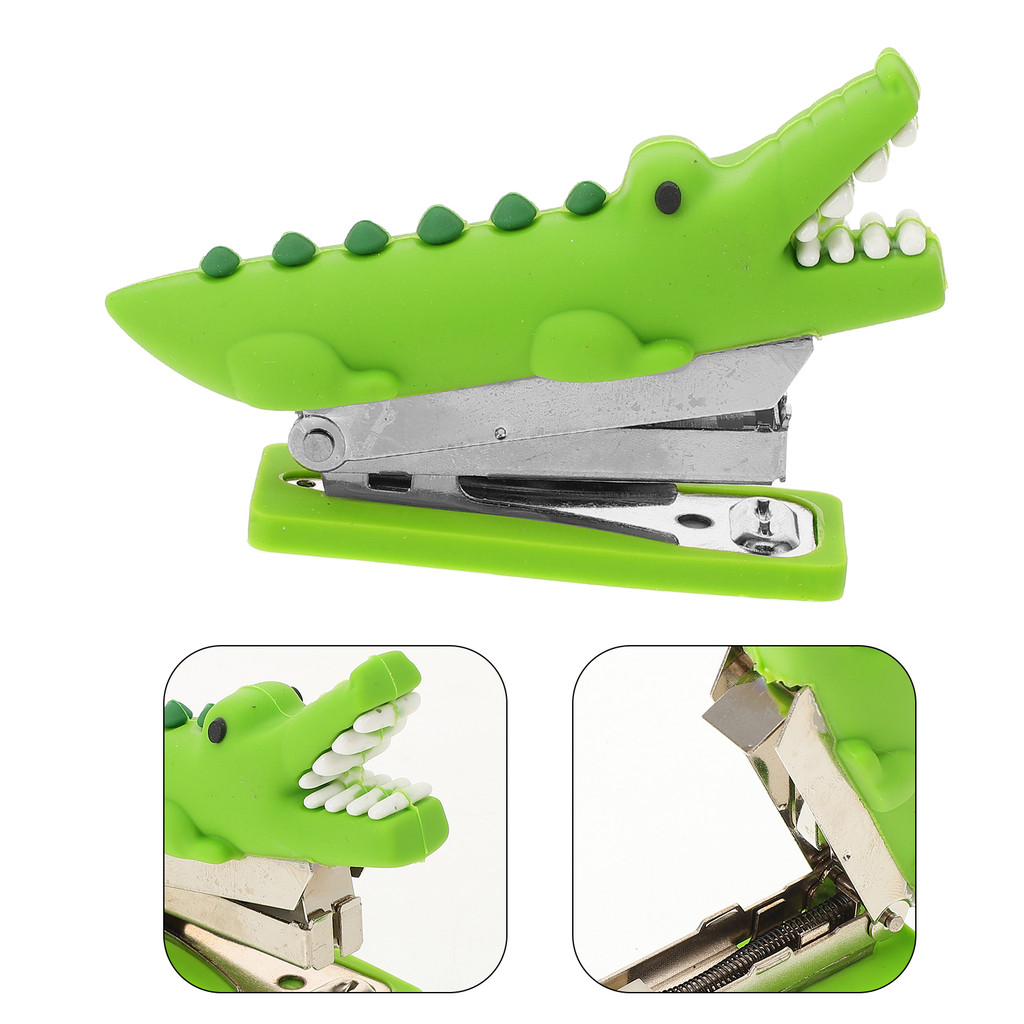 

Mini Stapler Stationery Reusable Book Cartoon Office for Desk Silica Gel Teacher Cute Kids