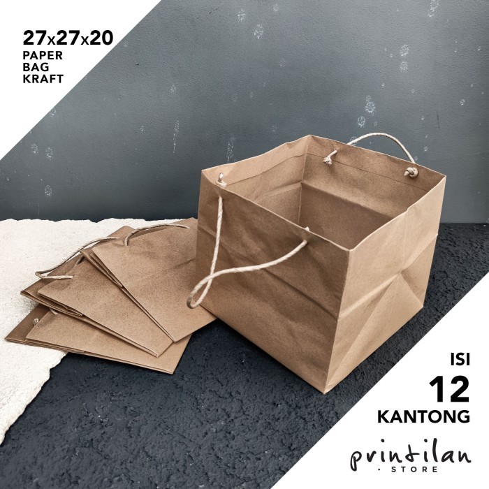 

[27x27x20 cm] PAPER BAG / TAS KERTAS COKLAT KRAFT POLOS / SHOPPING BAG
