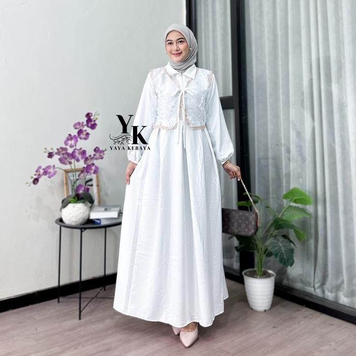 Gamis lebaran dress burgundy terbaru 2025 OOTD muslim kekinian gamis mewah harga murah gamis brokat 