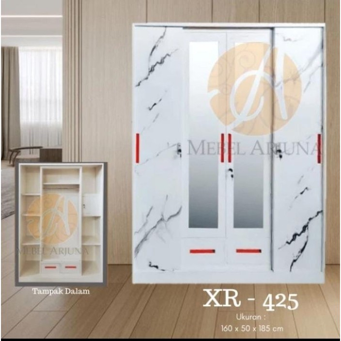 Lemari Pakaian Besi 4 Pintu Jumbo XR Promo Minimalis