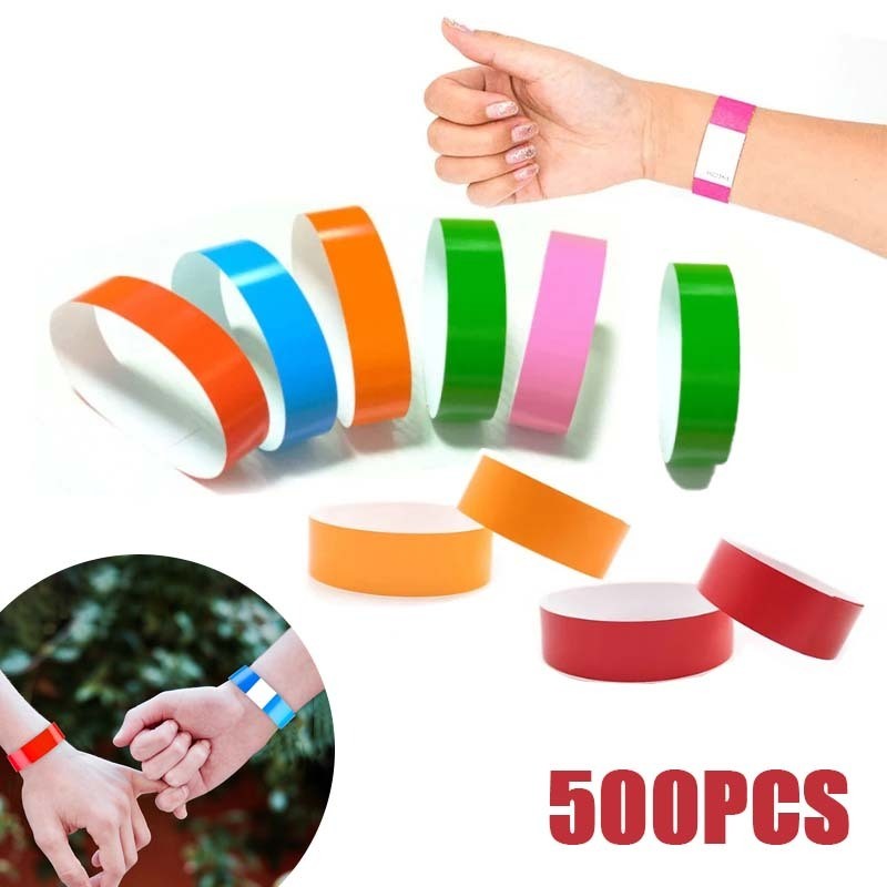 500pcs Gelang Tiket Anti Air PVC Gelang Kertas Tiket Gelang Tiket Even Gelang Wahana Gelang Tiket