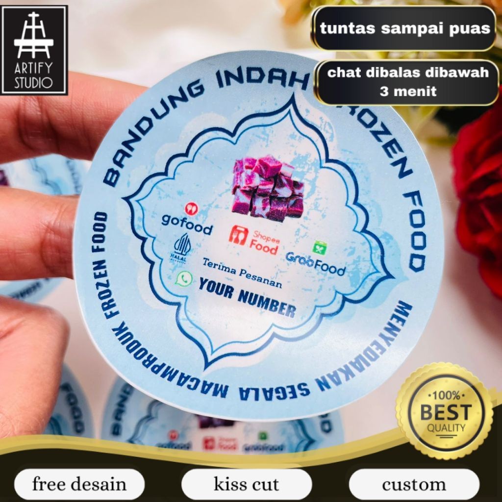 

Artify 2-4 Sticker Vinyl Frozen Food Label Anti Air Makanan Beku Free Desain Custom Nama Murah