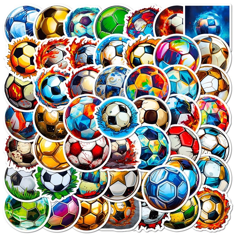 

10/30/50PCS Colorful Football PVC Sticker Aesthetic Decoration Scrapbooking Sketchbook Korean Stationery School Supplies for Kid