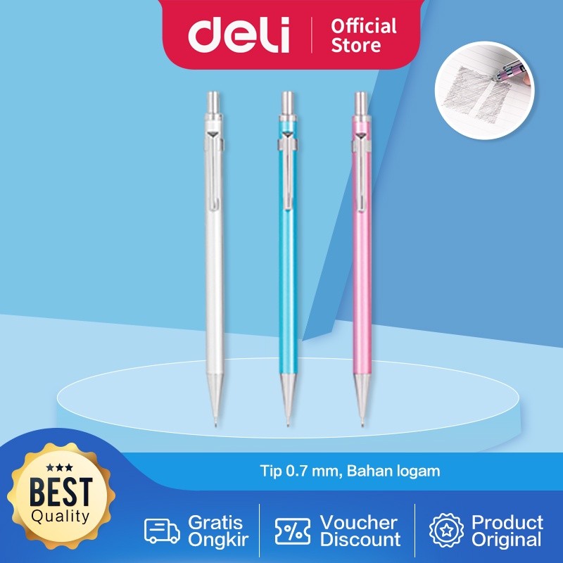 

Deli Metal Mechanical Pencil / Pensil Cetek Bahan Logam Tip 0.5 mm EU999