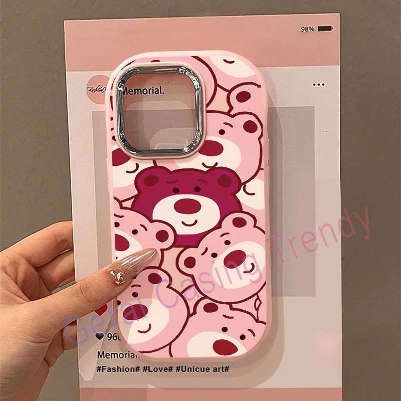 Case+Gelang Lotso Kartun Strawberry Bear Untuk Compatible For Xiaomi Case, Redmi Case Note13 12 11 1