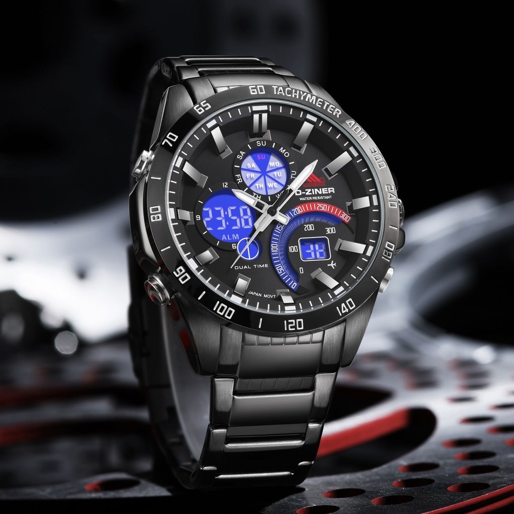 Original 100% Dziner Jam Tangan Pria 8106  Rantai Stainless Steel Double TIme Water Resistant 3 ATM