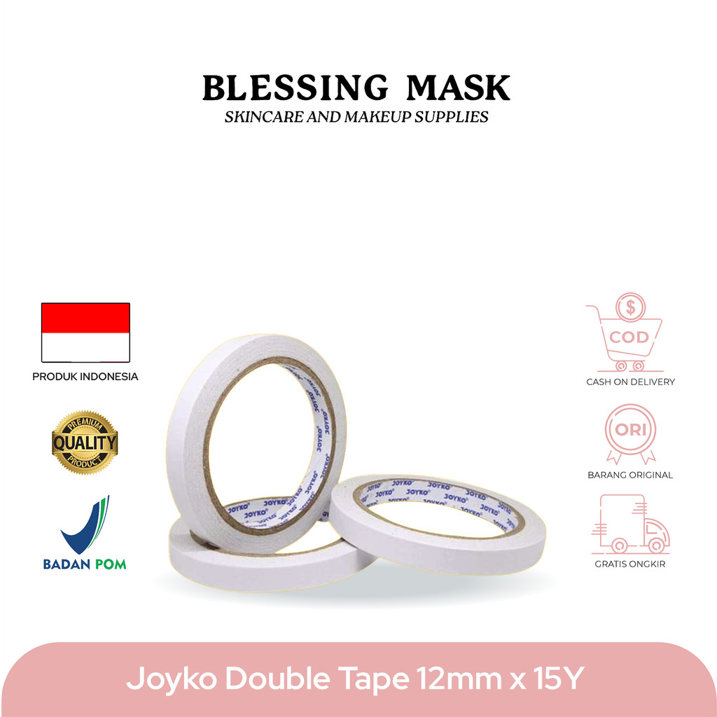 

JOYKO Double Tape / Perekat Dua Sisi 1/2 INCH / 12MM X 15Y | 1 PCS | Blessingmaskofficial ATK