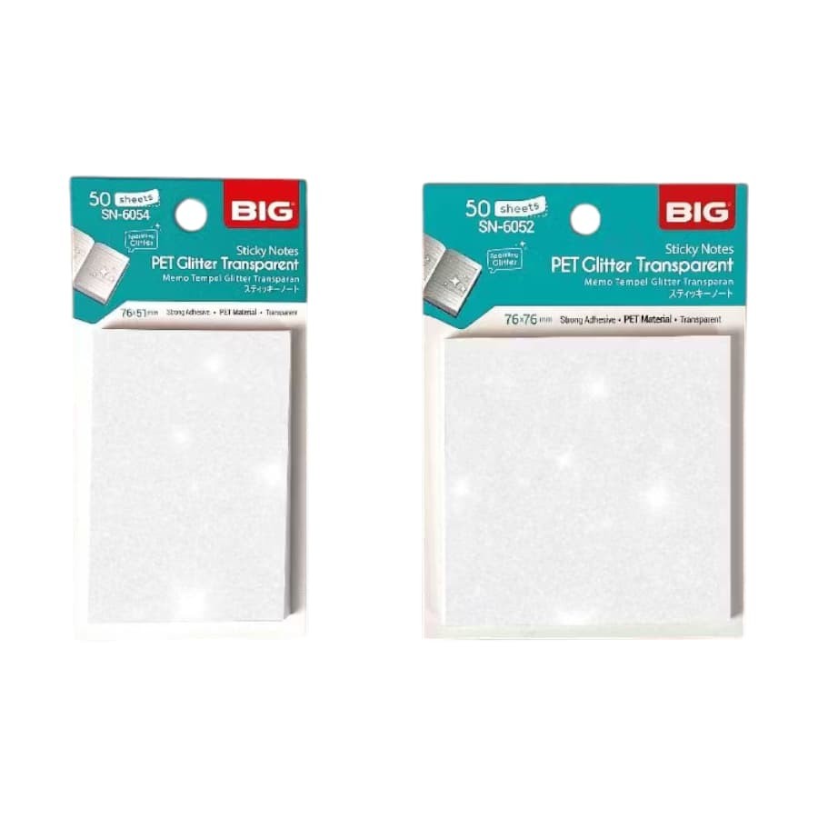 

BIG STICKY NOTES 76X51MM GLITTER WHITE STIKY NOTES TRANSPARAN 76X76MM 50 LEMBAR