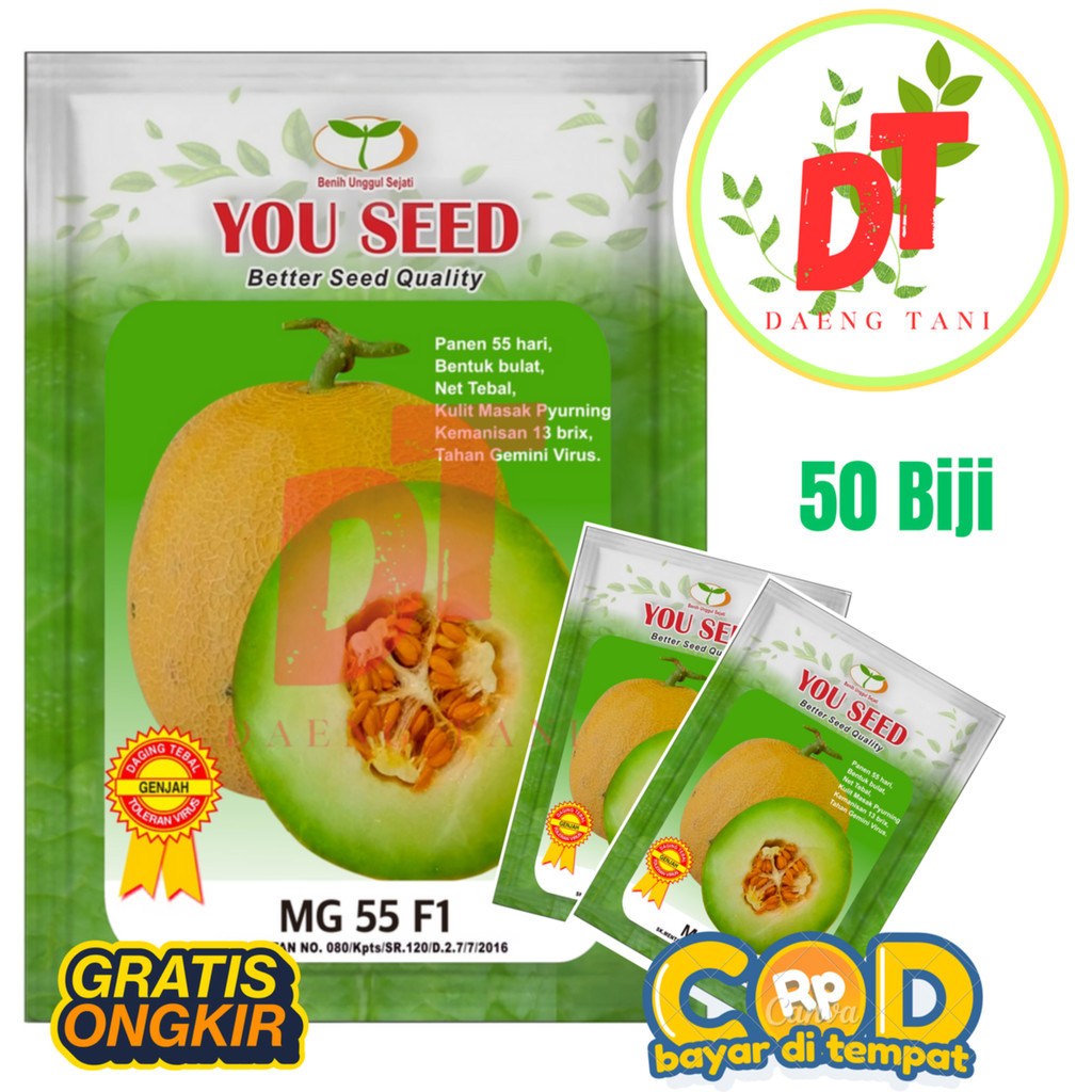 Benih Bibit Melon Madu Tahan Virus MG 55 f1 50 Biji Cap You Seed Genjah