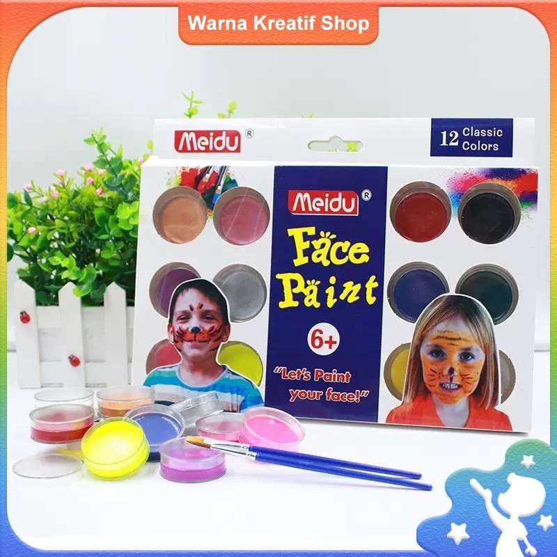 

12 Warna Cat Wajah Neon untuk Body & Face Painting, Make-Up Anak, Cat Air & Minyak, Cocok untuk Drama & Panggung