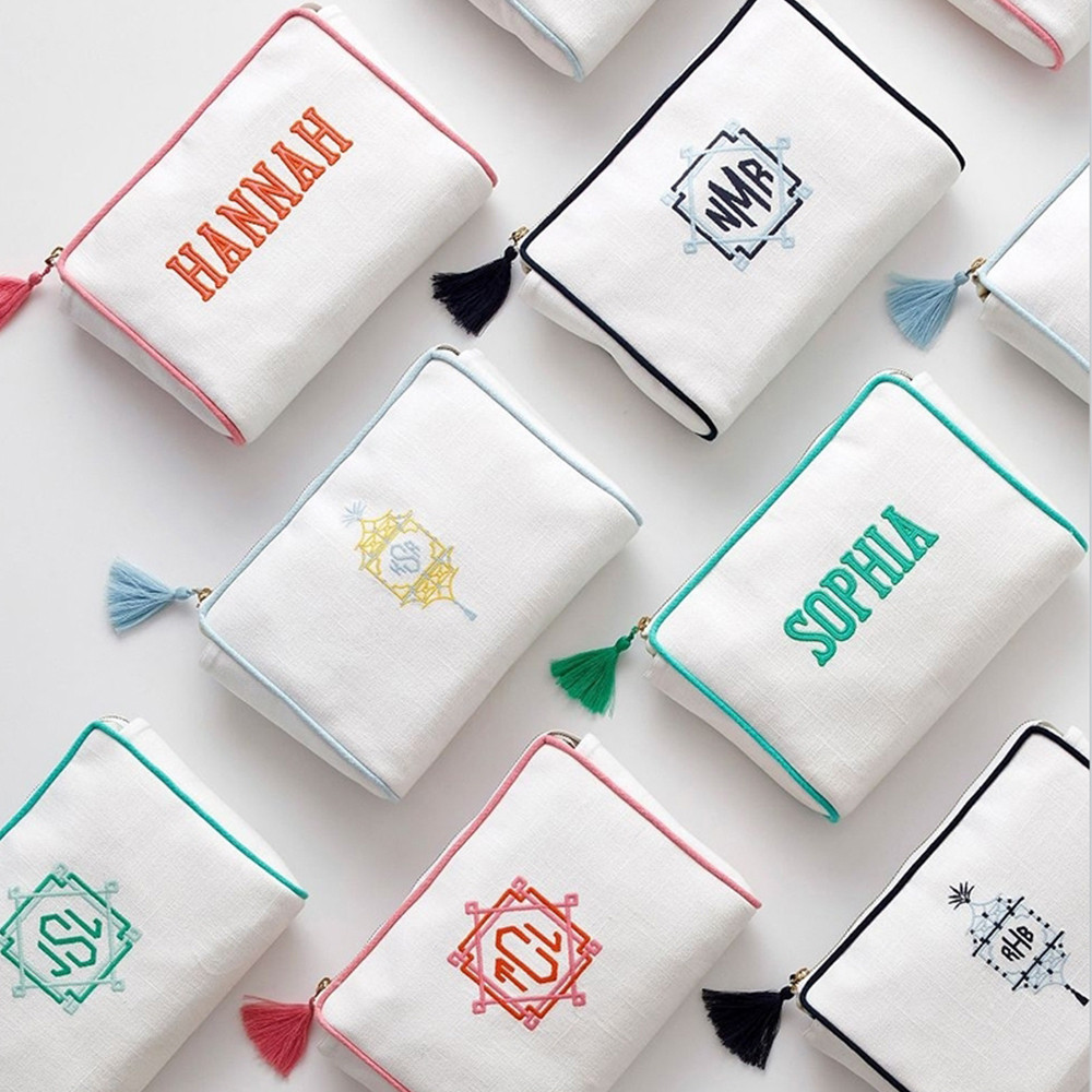 

Handy Cosmetic Makeup Bag With Tassel Women Blank Durable Canvas Pouch Bag Monogram Roomy Toiletry Bag