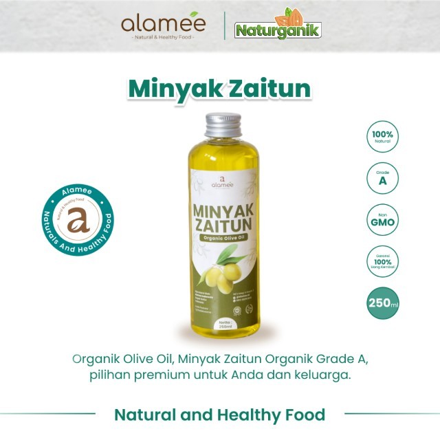

ALAMEE Minyak Zaitun Olive Oil Untuk Diminum Extra Virgin Organic Organik Asli Masak EVOO 250ml Naturganik