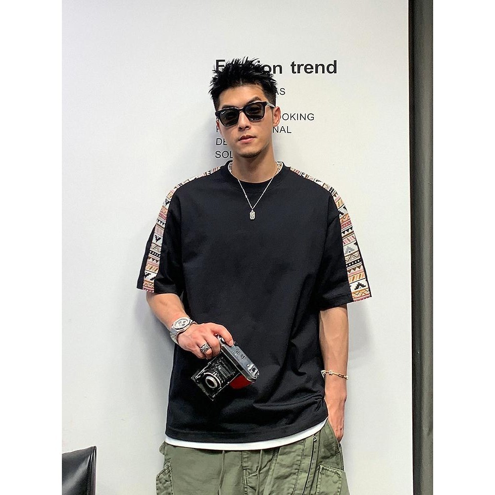 Kaos Lengan pendek cetak retro prima ukuran plus katun music panas