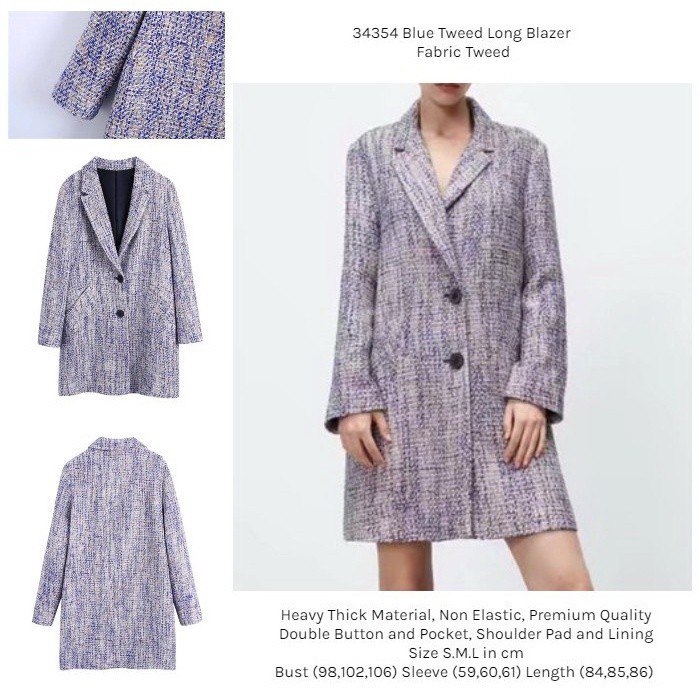 Blazer Biru Blazer Wanita Blazer Kantor Busana Kerja Blazer Panjang