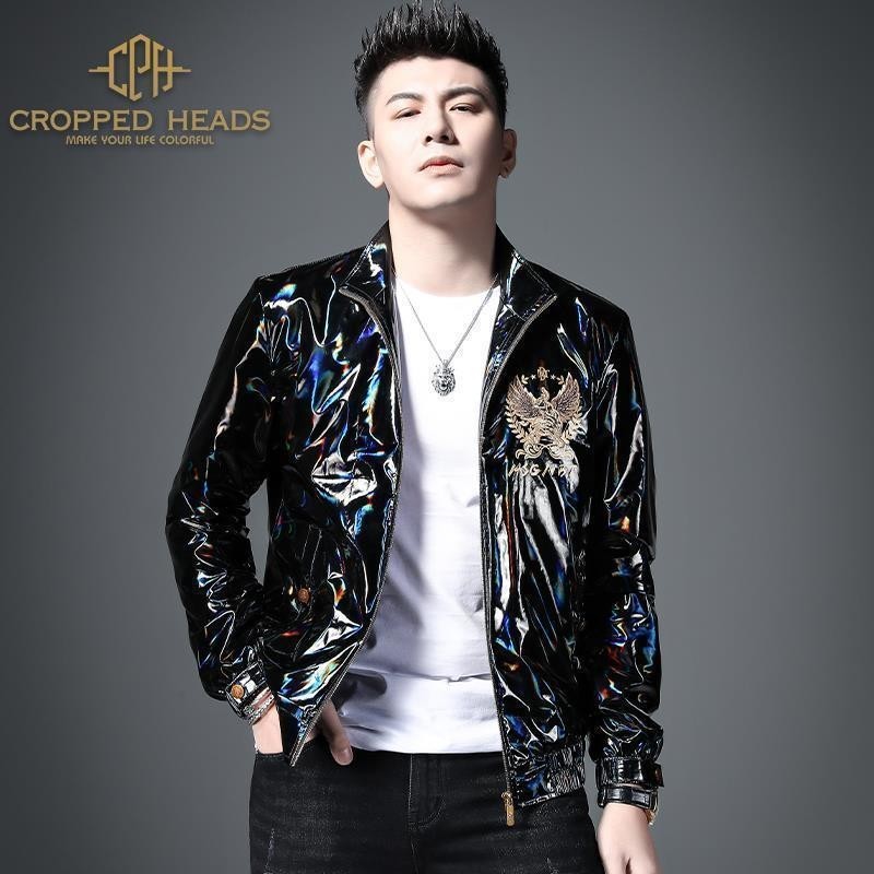 Colorful and glossy gilded embroidered jacket jacket jacket for men